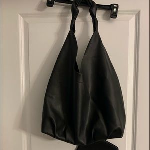 Elizabeth and James Soft black vegan leather knotted Hobo purse